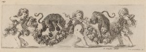Deux léopards sautant une guirlande soutenue par des enfants, probablement 1648
