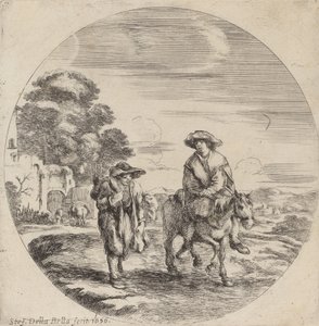 Deux paysans voyageant dans un paysage - Stefano della Bella