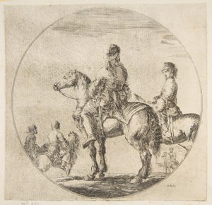 Deux cavaliers polonais avec leurs chevaux tournés vers la gauche, des Figures à cheval, vers 1651 - Stefano della Bella