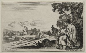 Diverses figures et paysages : une pauvre nourrice assise sous un arbre - Stefano della Bella