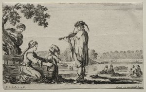 Diverses figures et paysages : Un joueur de violon, 1649