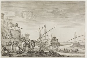 Vues du port de Livourne : Maisons surplombant un port