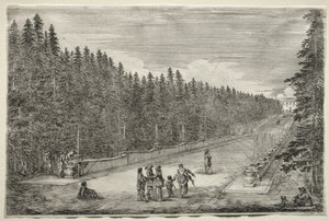 Vues de la Villa de Pratolino : La Promenade des Fontaines - Stefano della Bella