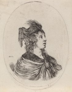Femme en turban à plumes, tournée vers la droite, 1649-1650 - Stefano della Bella