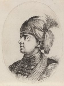 Jeune Maure avec un turban à plumes, tourné vers la gauche, 1649-1650 - Stefano della Bella