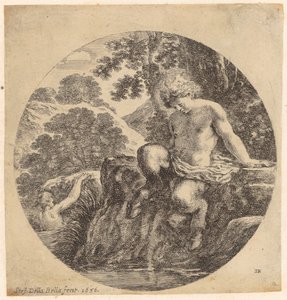 Deux satyres sur la rive du fleuve - Stefano della Bella