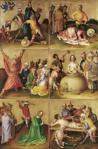 Le martyre des apôtres. Panneau de gauche