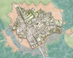 Oxford moderne sur les défenses de la guerre civile, vers 1644-1646