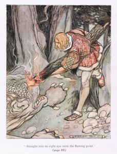 Directement dans son œil droit est allé la pointe flamboyante (lithographie en couleur)