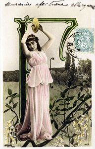 F : Mlle Beauregard, artiste des années 1900 - Alphabet en carte postale