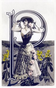 Mlle Lolita, artiste des années 1900 - alphabet en carte postale