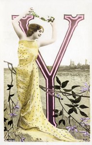 Y : Bianca Toledo, artiste, chanteuse et danseuse sévillane de la Belle Époque - Casino de Paris, Folies Bergère - alphabet en carte postale