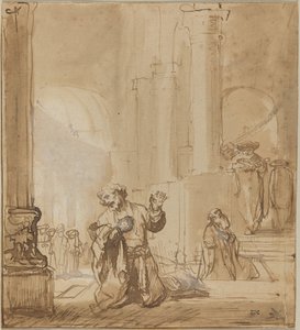 La parabole du publicain et du pharisien - Studio of Rembrandt van Rijn