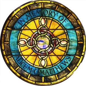 Fenêtre circulaire en verre plombé par Tiffany Studios