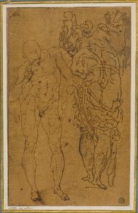 Nu masculin et guerrier en armure - Style of Giulio Benso
