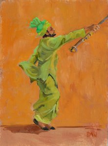 Danseuse indienne verte avec chimta