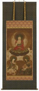 Triade bouddhiste : Sakyamuni, Manjusri et Samantabhadra, période Edo, milieu 17ème-début 18ème siècle - Sumiyoshi Gukei