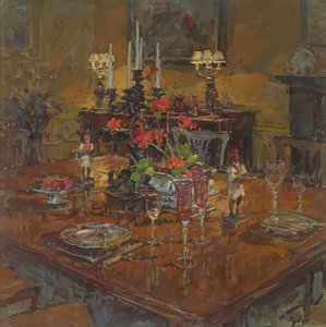 Salle à manger avec des géraniums - Susan Ryder