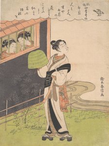 Un moine Komuso jouant de la flûte, le quatrième mois Uzuki, de la série Fashionable P - Suzuki Harunobu