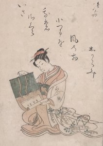 Beauté déroulant un rouleau, vers 1770 - Suzuki Harunobu
