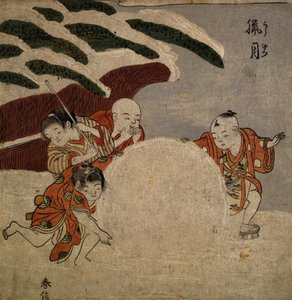 Quatre garçons faisant une boule de neige, c.1768