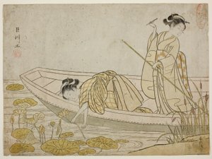 Cueillette de fleurs de lotus - Suzuki Harunobu