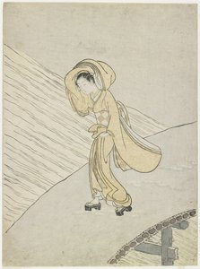 Mitate du poème de Fujiwara no Teika traversant le Sano, 1765 - Suzuki Harunobu
