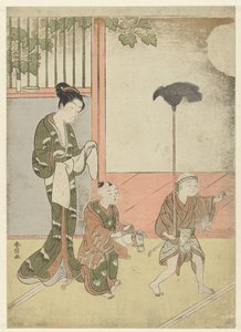 Femme et petits garçons jouant - Suzuki Harunobu