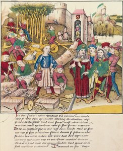 Fondation de la ville de Berne en 1191, miniature de Spiezer Bilderchronik, Suisse