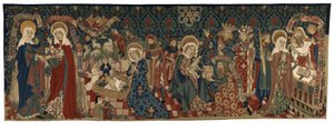 Dorsal de tapisserie représentant quatre scènes de la Vie de la Vierge, de Bâle, vers 1450-75 - Swiss School