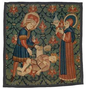 Fragment de tapisserie représentant Saint Côme et Saint Damien