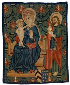 Fragment de tapisserie représentant la Vierge et l