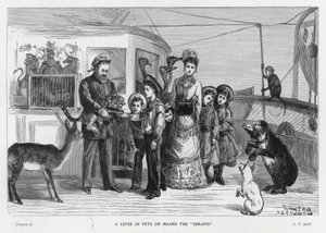 Le roi Édouard VII avec des animaux sauvages capturés à bord du navire de troupe, le Serapis lors de sa visite en Inde - Sydney Prior (after) Hall