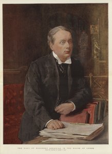 Le comte de Rosebery parlant à la Chambre des lords (lithographie en couleur) - Sydney Prior (after) Hall