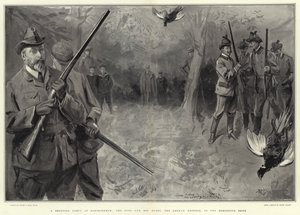 Une partie de chasse à Sandringham, le roi et ses invités, l