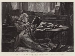 Un Temple de la Paix, M. Gladstone dans la Bibliothèque du Château de Hawarden