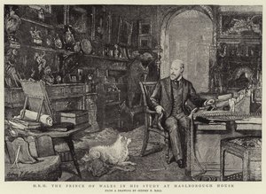 S.A.R. le Prince de Galles dans son bureau à Marlborough House - Sydney Prior Hall