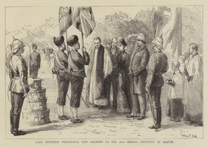 Lady Dufferin présentant de nouvelles couleurs au 18e Infanterie du Bengale à Alipur - Sydney Prior Hall