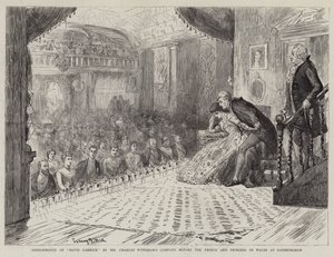 Performance de David Garrick par la compagnie de M. Charles Wyndham devant le prince et la princesse de Galles à Sandringham - Sydney Prior Hall