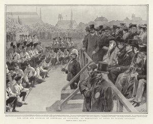 Le Duc et la Duchesse de Cornouailles à Winnipeg, une exposition de drill par des écoliers