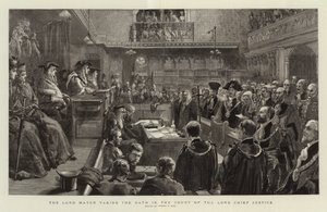 Le Maire prenant le serment dans la Cour du Lord Chief Justice - Sydney Prior Hall