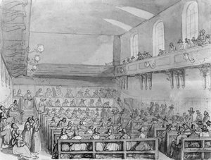 Rassemblement de Quakers dans une maison de réunion à Londres