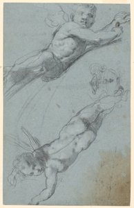 Esquisses de deux putti ailés et une urne - Taddeo Zuccaro