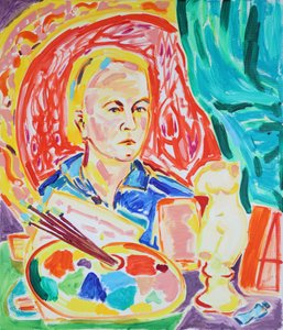 Autoportrait dans un studio coloré - Tamara Jare