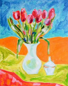 Des tulipes rouges dans un vase - Tamara Jare