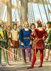 Christophe Colomb et ses frères Bartolomeo et Diego sont faits prisonniers sur un navire qui les emmènera en Espagne - Tancredi Scarpelli