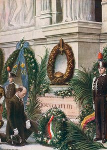 Hommage par il Duce à la tombe du soldat inconnu