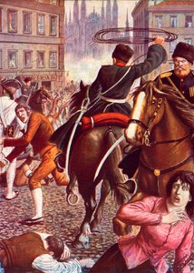 Les Jacobins milanais chassés par des cosaques avec des lassos