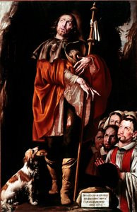 Saint Roch, le saint porte le bubon de la peste sur sa jambe, peinture de Tanzio da Varallo