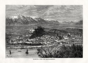 Salzbourg, depuis le Kapuzinerberg, Autriche, 19e siècle - Taylor